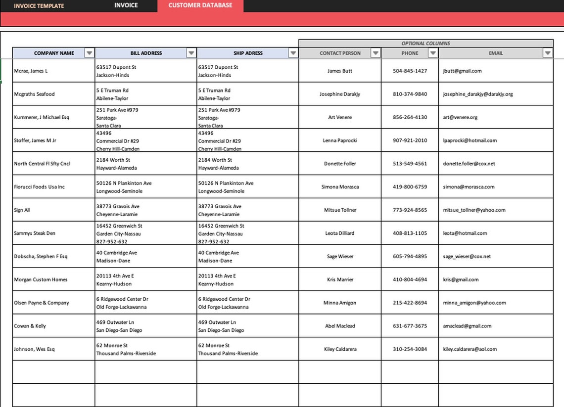 Editable Invoice Excel Template | Printable Business Invoice | Small