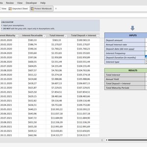 Dynamic Deposit Interest Calculator Excel Template | Easy-to-use Simple ...