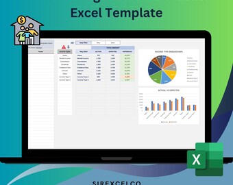 Dynamic Income Tracker Budget Excel Template | Track, Budget & Visualize Income by Type | Easy-to-Use with Customizable Reports