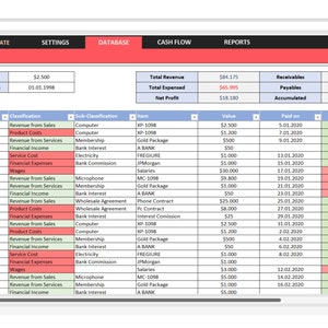 Cash Flow Statement Excel Template | Track Income, Expenses, Financial Balance, Profit and Loss, Balance Sheet, Accounting for business image 3