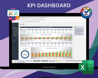 Excel-mall för IT-KPI-instrumentpanel | Månatlig kumulativ prestationsrapport | IT-statistik och prestationsrapport | Anpassningsbart redigerbart kalkylblad