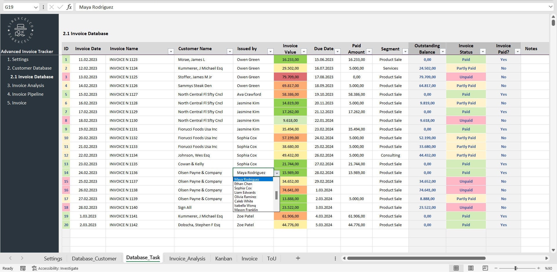 Advanced Invoice Tracker Excel Template,invoice Tracking Spreadsheet ...