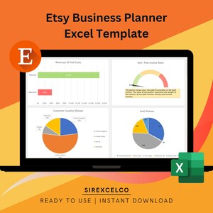 Etsy Business Planner Excel Template | Comprehensive Shop Planner Management Tool | Track Orders, Expenses, Stock, Invoices & More
