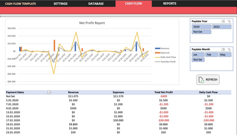 Cash Flow Statement Excel Template | Track Income, Expenses, Financial Balance, Profit and Loss, Balance Sheet, Accounting for business image 7