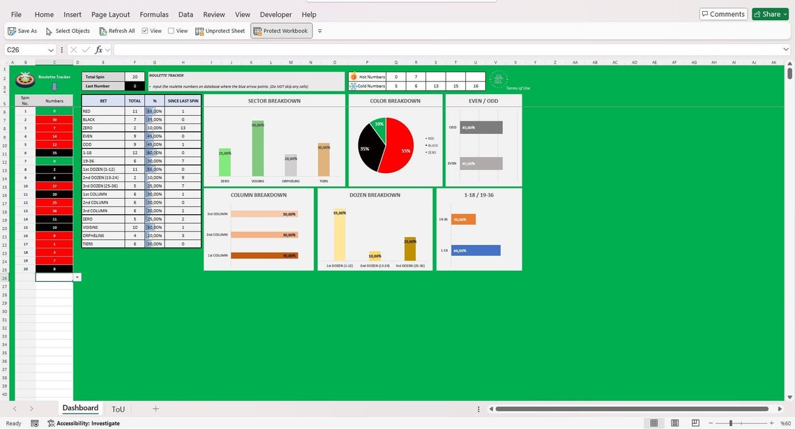 Roulette Excel Tracker Template | Analyze Bets and Winning Patterns ...