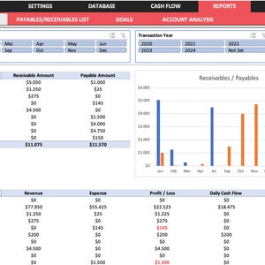 Cash Flow Statement Excel Template | Track Income, Expenses, Financial Balance, Profit and Loss, Balance Sheet, Accounting for business image 6