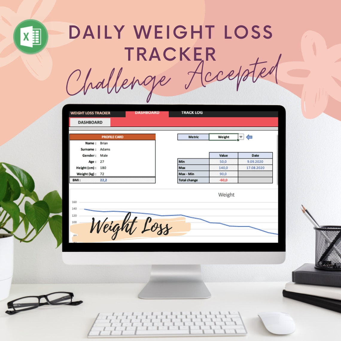 Weight and Measurements Tracker Excel Template | Dynamic Charts for ...