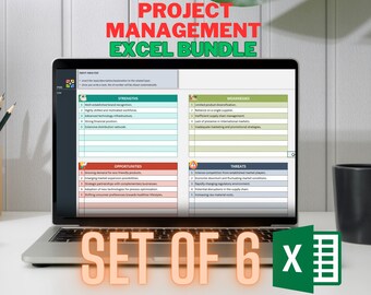 Project Management Excel Templates Bundle, Project Planner Sheet, Kanban Board, SWOT & PESTLE Analysis Excel, Eisenhower Matrix