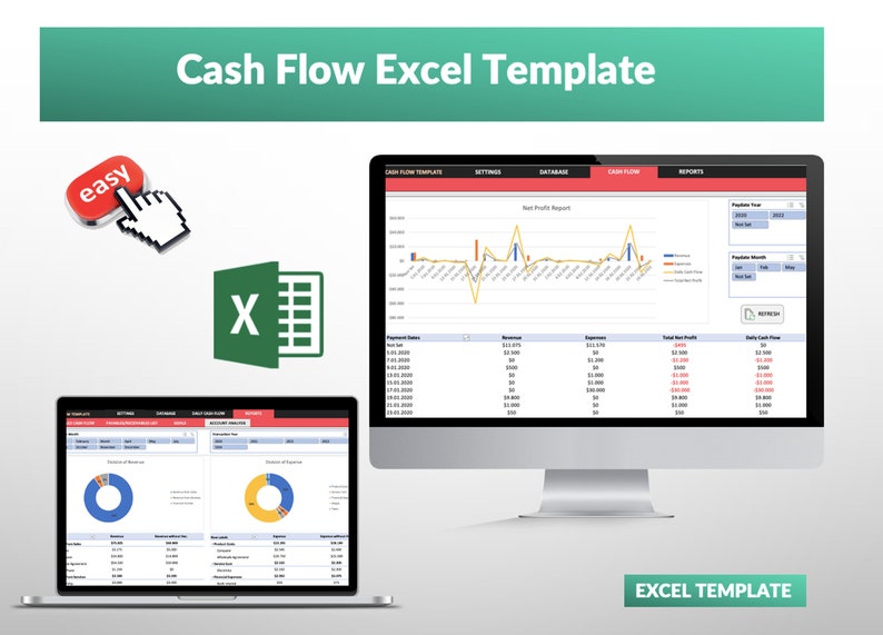 Cash Flow Statement Excel Template | Track Income, Expenses, Financial Balance, Profit and Loss, Balance Sheet, Accounting for business image 4