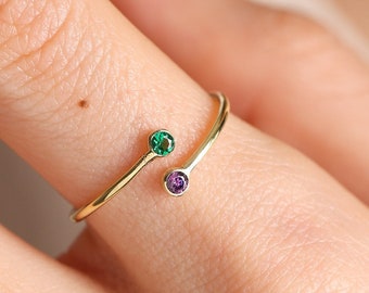 Dual Birthstone Ring Family Birthstone 