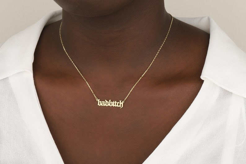Old English Name Necklace Christmas Gift Gold necklace Gothic Name Necklace Name necklace Personalized Jewelry Black Friday Sale