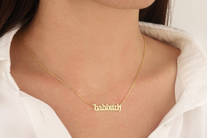 Old English Name Necklace Christmas Gift Gold necklace Gothic Name Necklace Name necklace Personalized Jewelry Black Friday Sale