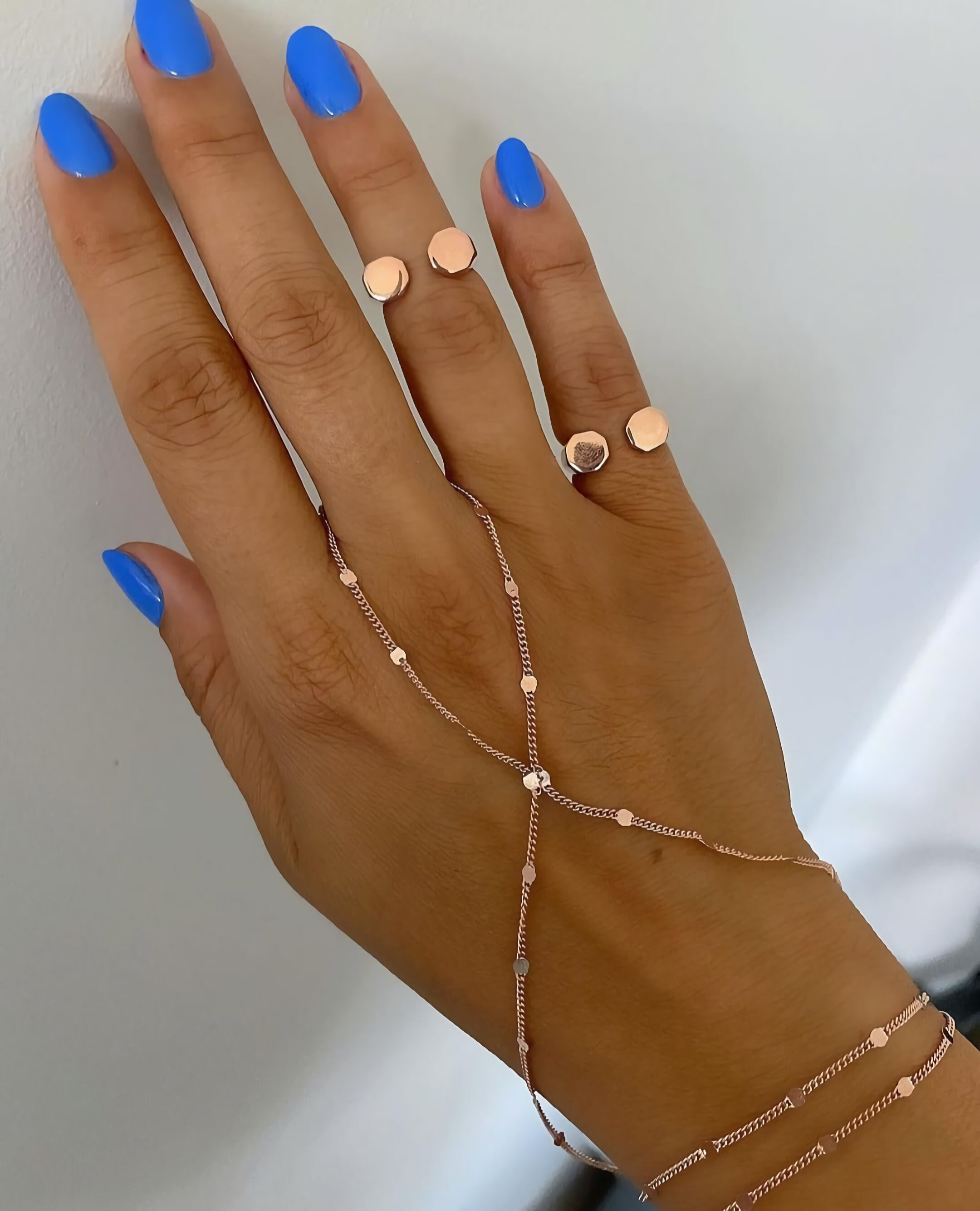 Hand Chain Finger Attached Bracelet Curb Slave Chain 925 Etsy