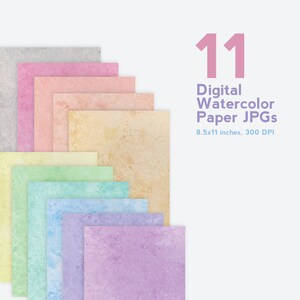 Papiers de texture aquarelle numériques | TÉLÉCHARGEMENT NUMÉRIQUE| Clipart aquarelle pastel, papier numérique pour invitations de mariage, texture scrapbooking