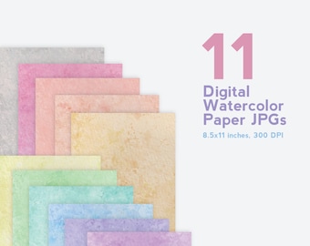 Digital Watercolor Texture Papers | DIGITAL DOWNLOAD| Pastel watercolor clipart, digital paper for wedding invitations, scrapbooking texture