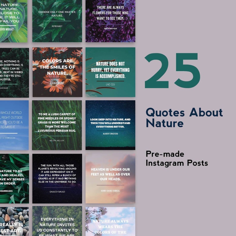 READY TO USE 25 Pack Nature Quotes Instagram Posts Instant Etsy