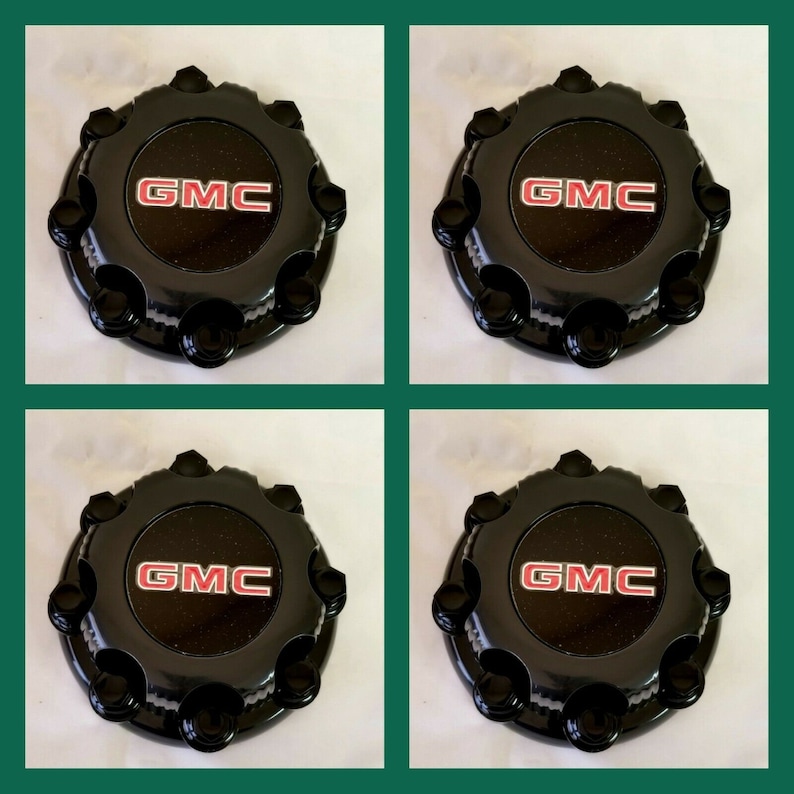 Center Caps Select Chevy Gmc Truck Van 8 Lugs Black Set Of 4 Etsy