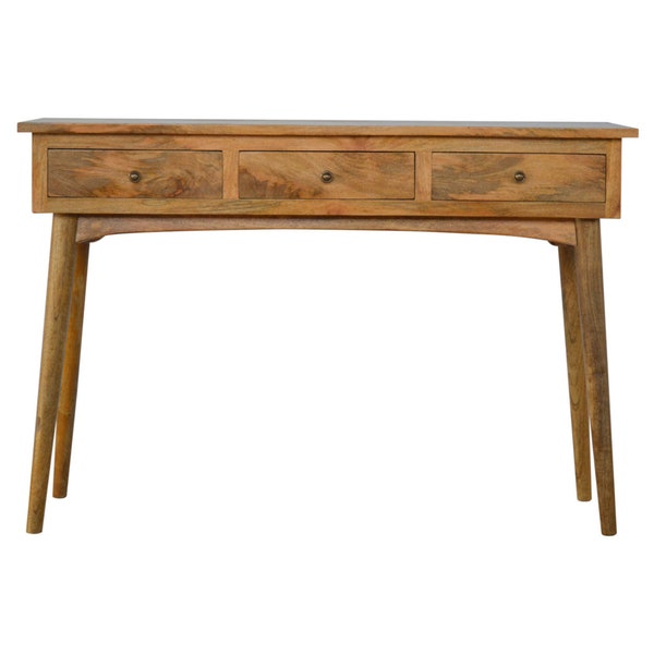 Extra Superficie e Spazio di stoccaggio Consolle in stile nordico con 3 cassetti / legno di mango al 100% / legno di mango massiccio e realizzato a mano