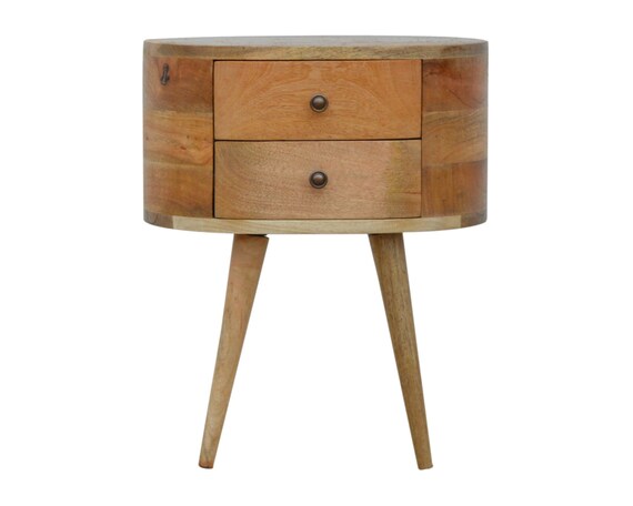 Crafted By Hand Rounded Bedside Table Round Style 2 Uk Crafted By Hand Rounded Bedside Table, Round Bedside Table With Drawer Uk
