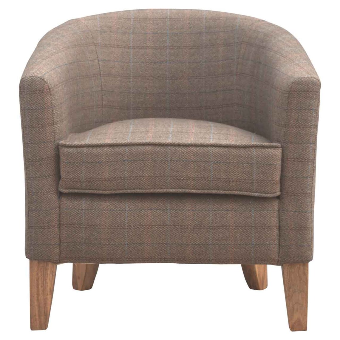 100 Solid Mango Wood Upholstered Tweed Tub Chair with Etsy