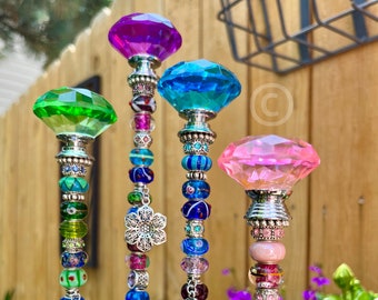 26" or 20" Garden Stake Personalized Beaded Fairy Wand Yard Art Decoration You Choose Colors & Charms. Customized Gift BEST QUALITY on Etsy!
