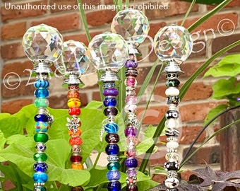 14, 20 or 26" Custom XL Prism SUPERIOR QUALITY Beaded Fairy Wand Garden Stake/Suncatcher *Best Beads & Designs* Optional Custom Photo Charm!
