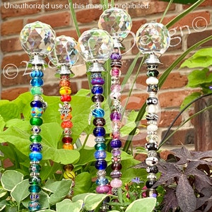14, 20 or 26" Custom XL Prism SUPERIOR QUALITY Beaded Fairy Wand Garden Stake/Suncatcher *Best Beads & Designs* Optional Custom Photo Charm!