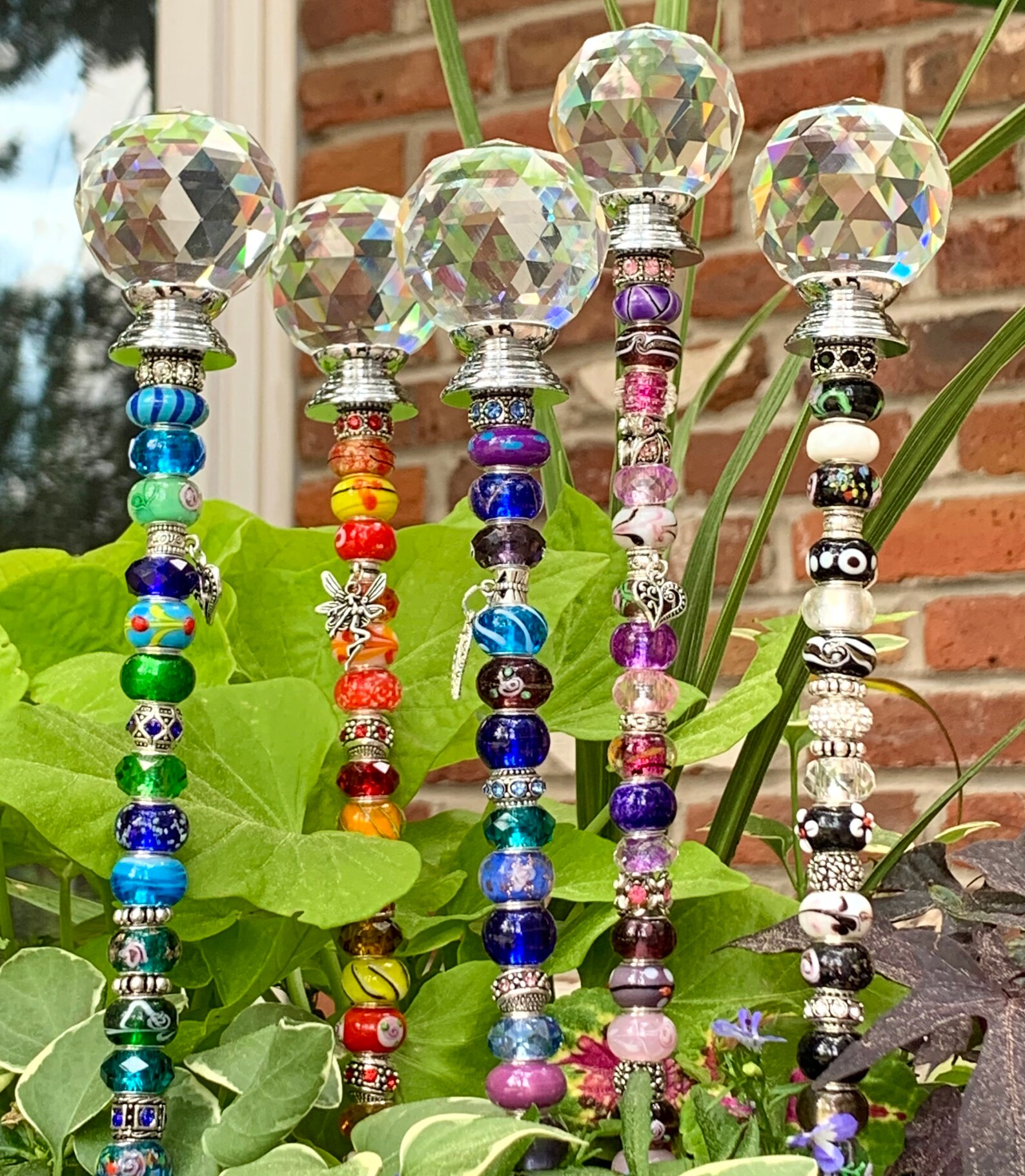 14 Beaded Fairy Garden Stake. Multicolor Custom Yard Art Etsy