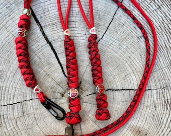 Ladybug Handmade 550 Paracord or ID Lanyard With Breakaway Clasp and Plastic ID Holder Red and Black Ladybug Lover