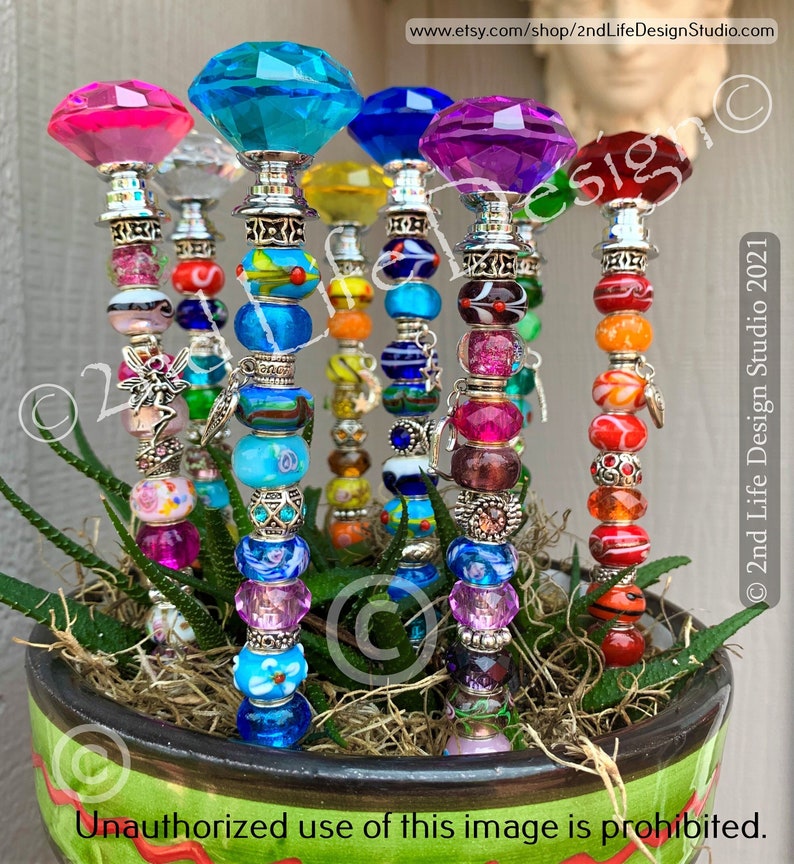 Fairy Garden Stake 7 CUSTOM Exquisite Beaded Garden Etsy