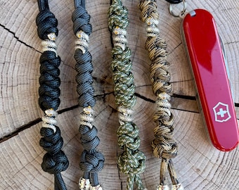 Handmade Snake Paracord Knife Lanyard with Metal Snake Beads