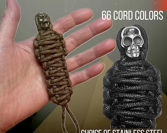 Customizable Mummy Paracord Lanyard w/ Skull | 66 Paracord Colors | Antique Bronze Brass or Stainless Steel Bead | 550 Cord Handmade in USA