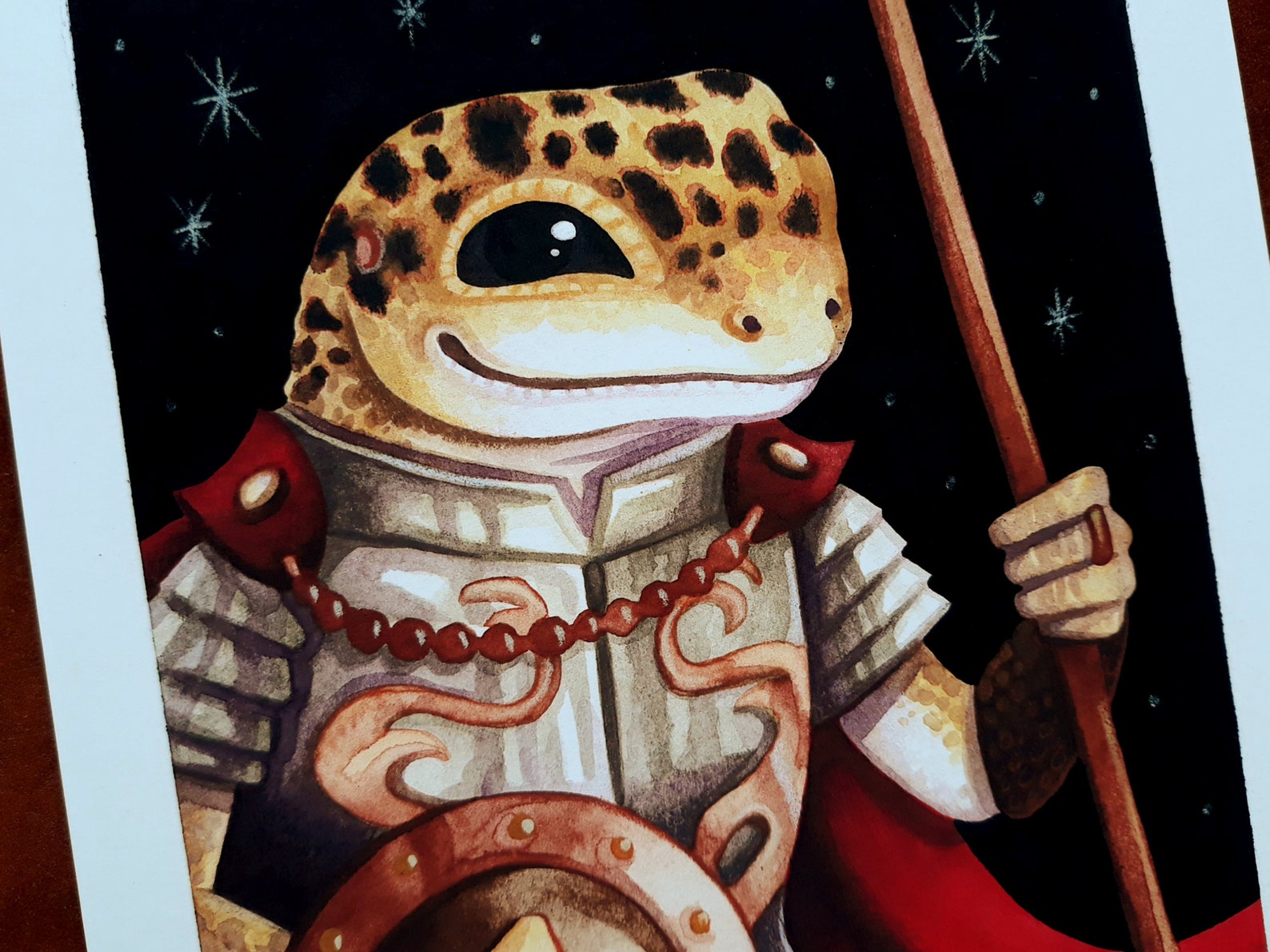 Leopard Gecko Knight Art Print Gecko Art Prints Watercolor Etsy