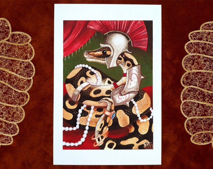 Ball Python Knight Art Print Watercolor Art Prints Warrior Snake ...