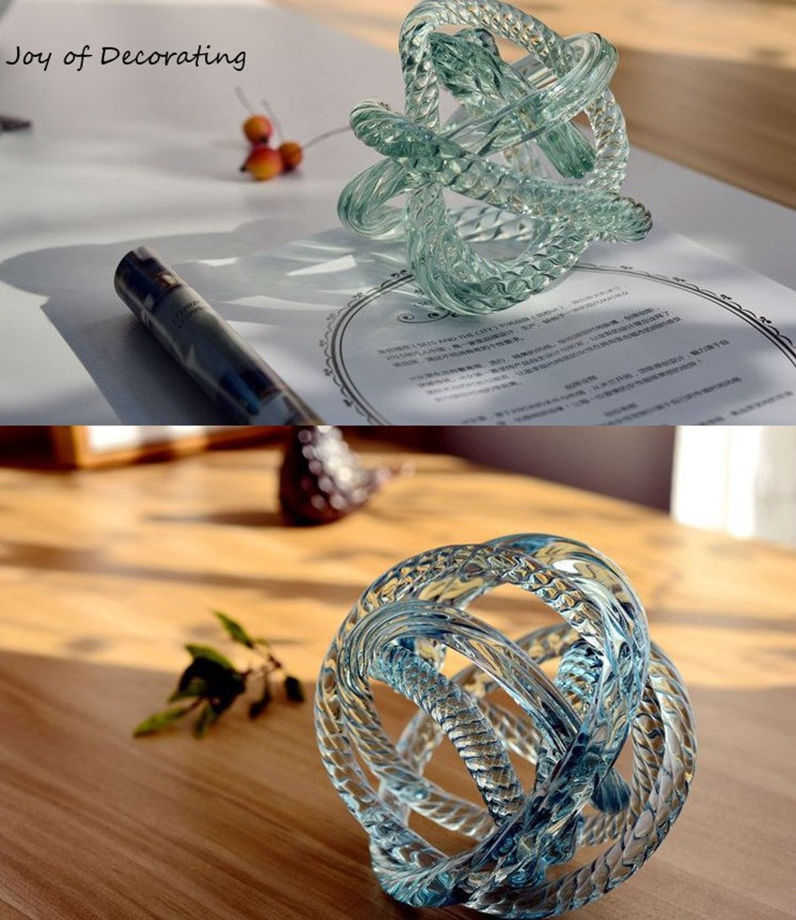 Metallic Glass Knot Glass Knot Ornament Metallic Twisted Etsy