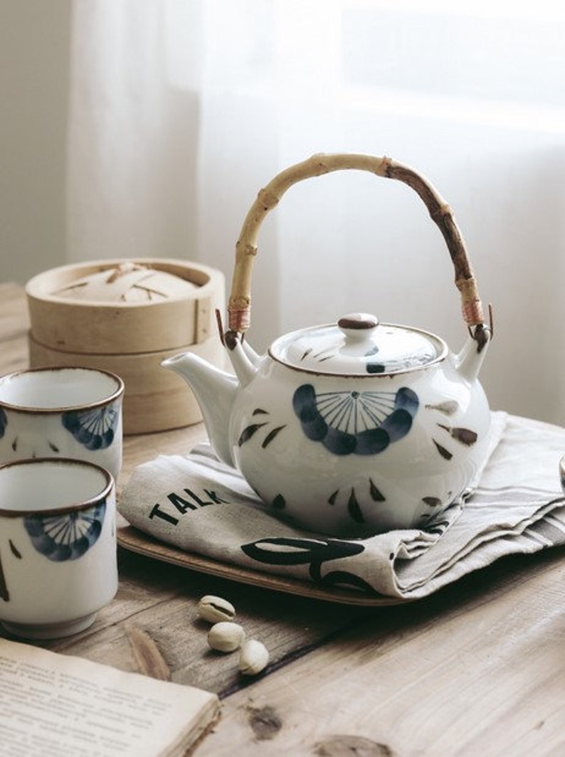 Asian teapot with bamboo handle ceramic teapotZen Etsy