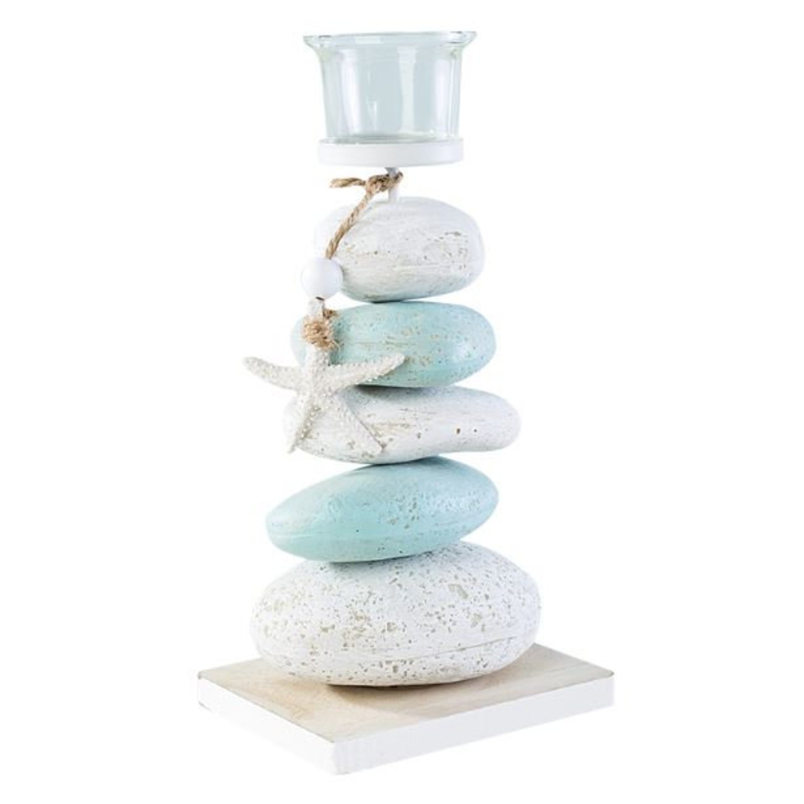 5 Stacked Stone Candle Holder Beach Cabin Candle Holder Set Etsy UK