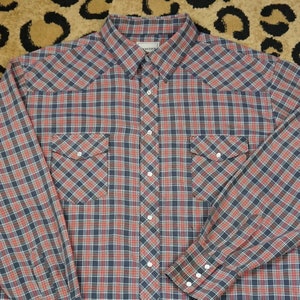Vintage Plaid Western Snap Shirt, XXL Tall, 90s Vintage Cowboy Shirt, 2XL, Big & Tall
