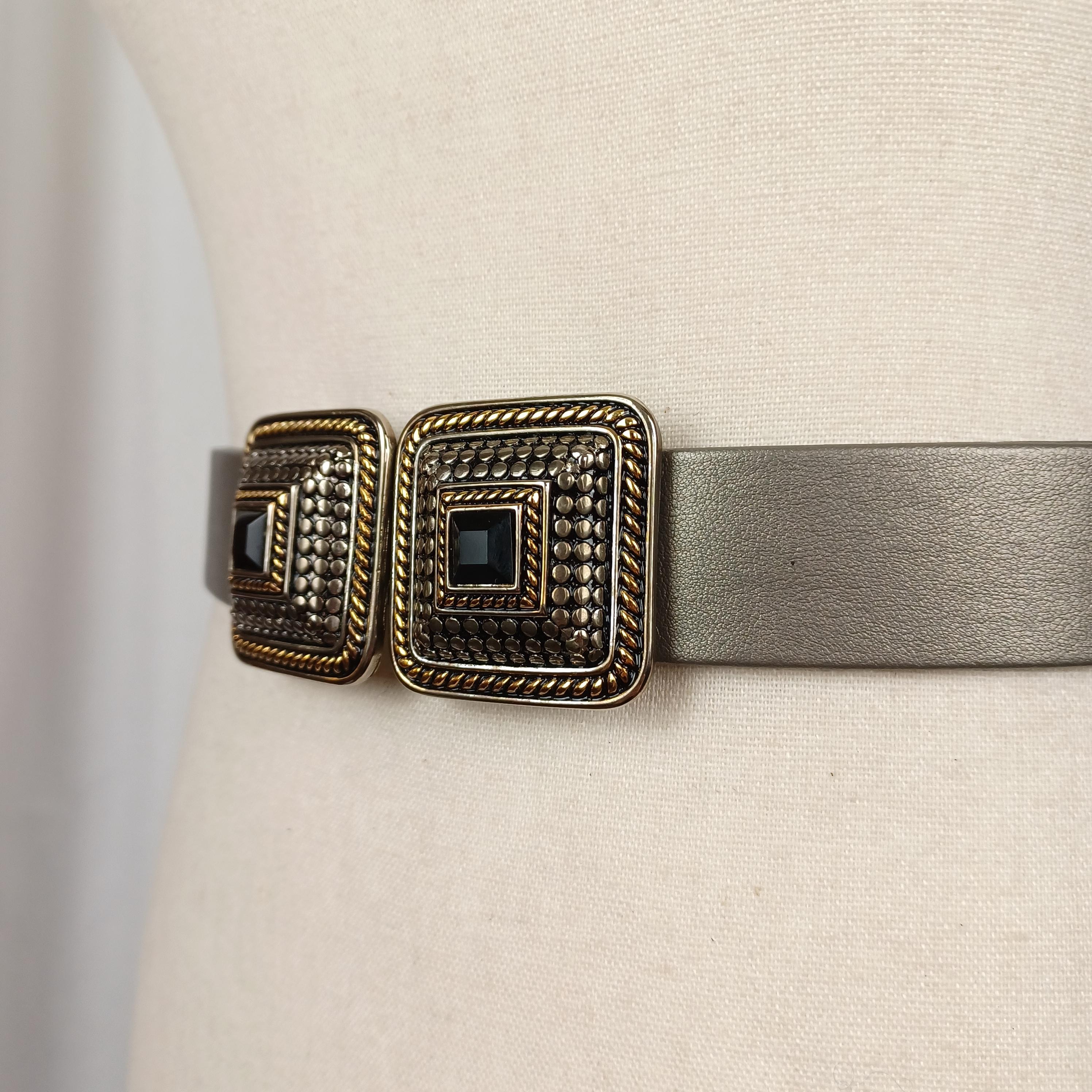 Vintage Douglas Paquette Mixed Metal Buckle + Belt, Fits up  display picture 3