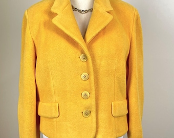 Vintage 90s EXPRESS Fleece Button Up Blazer, Blazing Yellow, Large