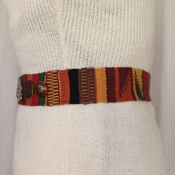Vintage 90s African-Inspired Woven Belt, Up to 36… - image 3