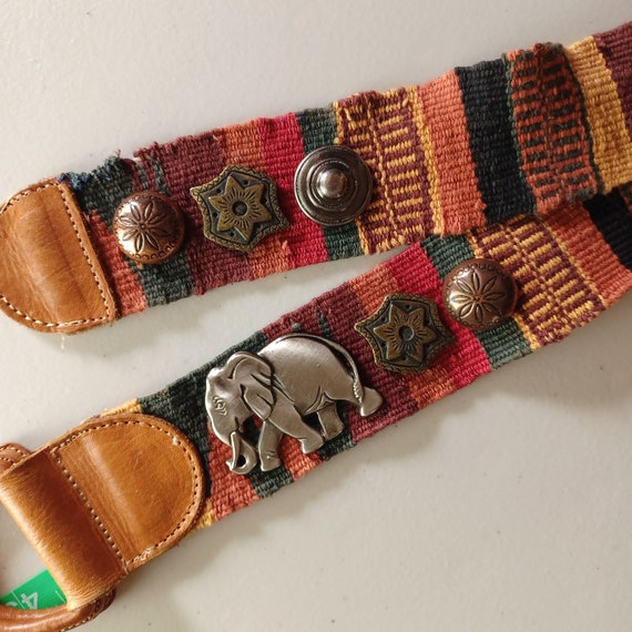 Vintage 90s African-Inspired Woven Belt, Up to 36… - image 10