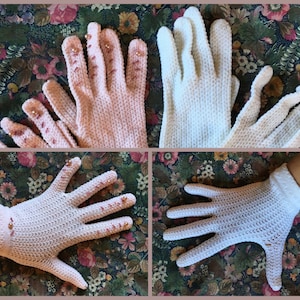 Vintage 50s Vintage Stretch Nylon Gloves, Pink Beaded Nylon Mesh Gloves, White Nylon Mesh Gloves, Size 6.5-7.5, Lolita, Coquette, Easter