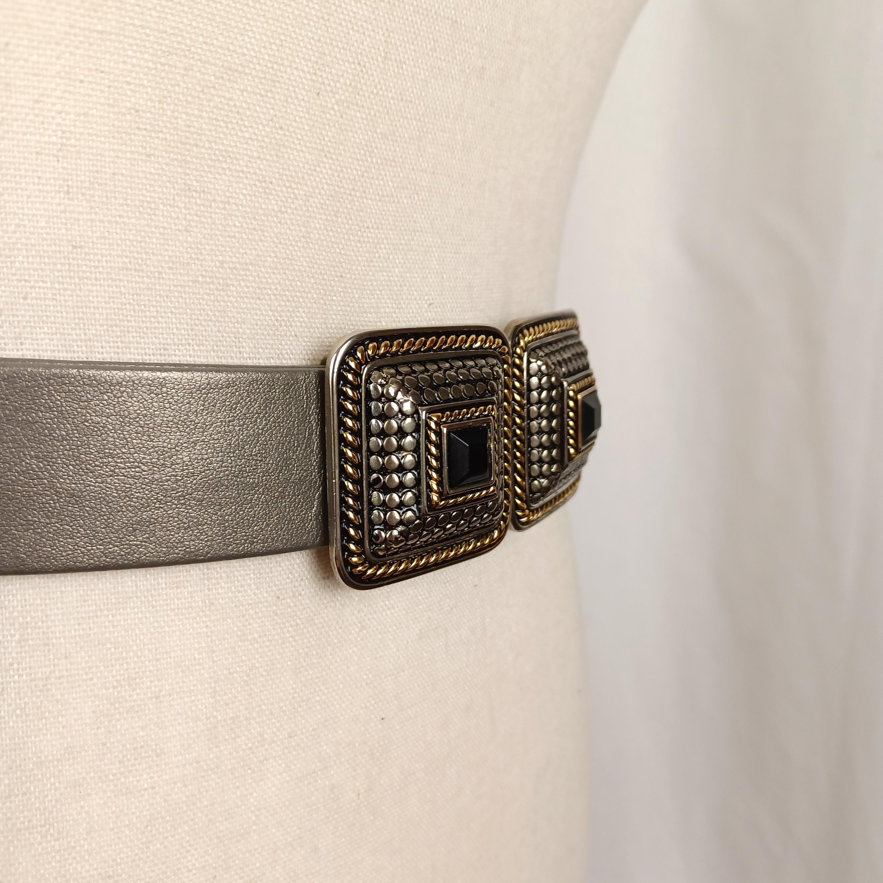 Vintage Douglas Paquette Mixed Metal Buckle + Belt, Fits up  display picture 3