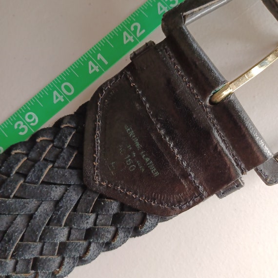 Y2K Vintage Wide Woven Leather Belt, L/XL, Up to … - image 8