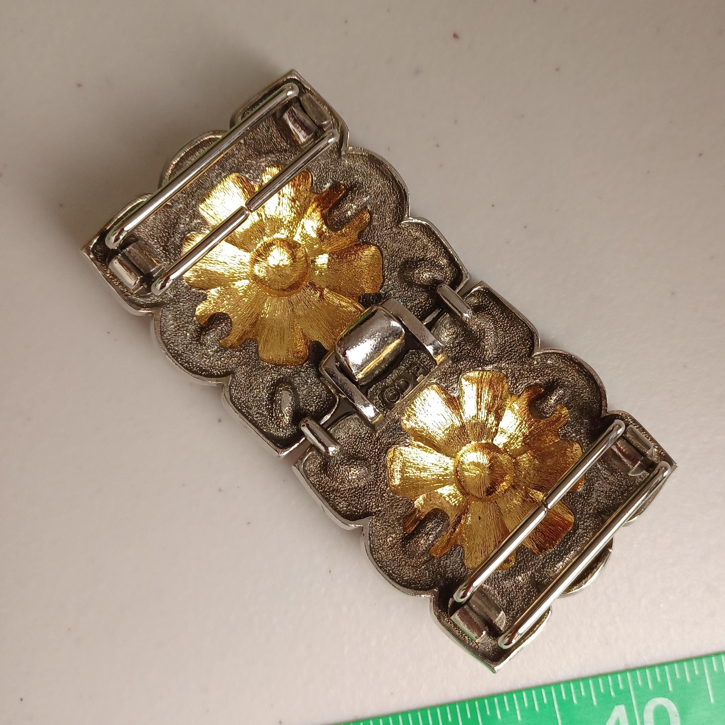 Vintage 80s Douglas Paquette Mixed Metal Buckle + Belt Vintage Douglas Paquette Floral Buckle Belt: Mixed Metal  main image 2