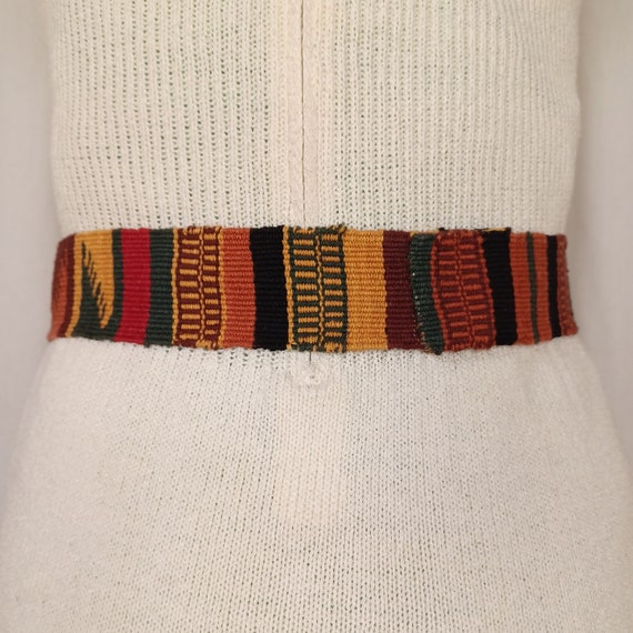 Vintage 90s African-Inspired Woven Belt, Up to 36… - image 4