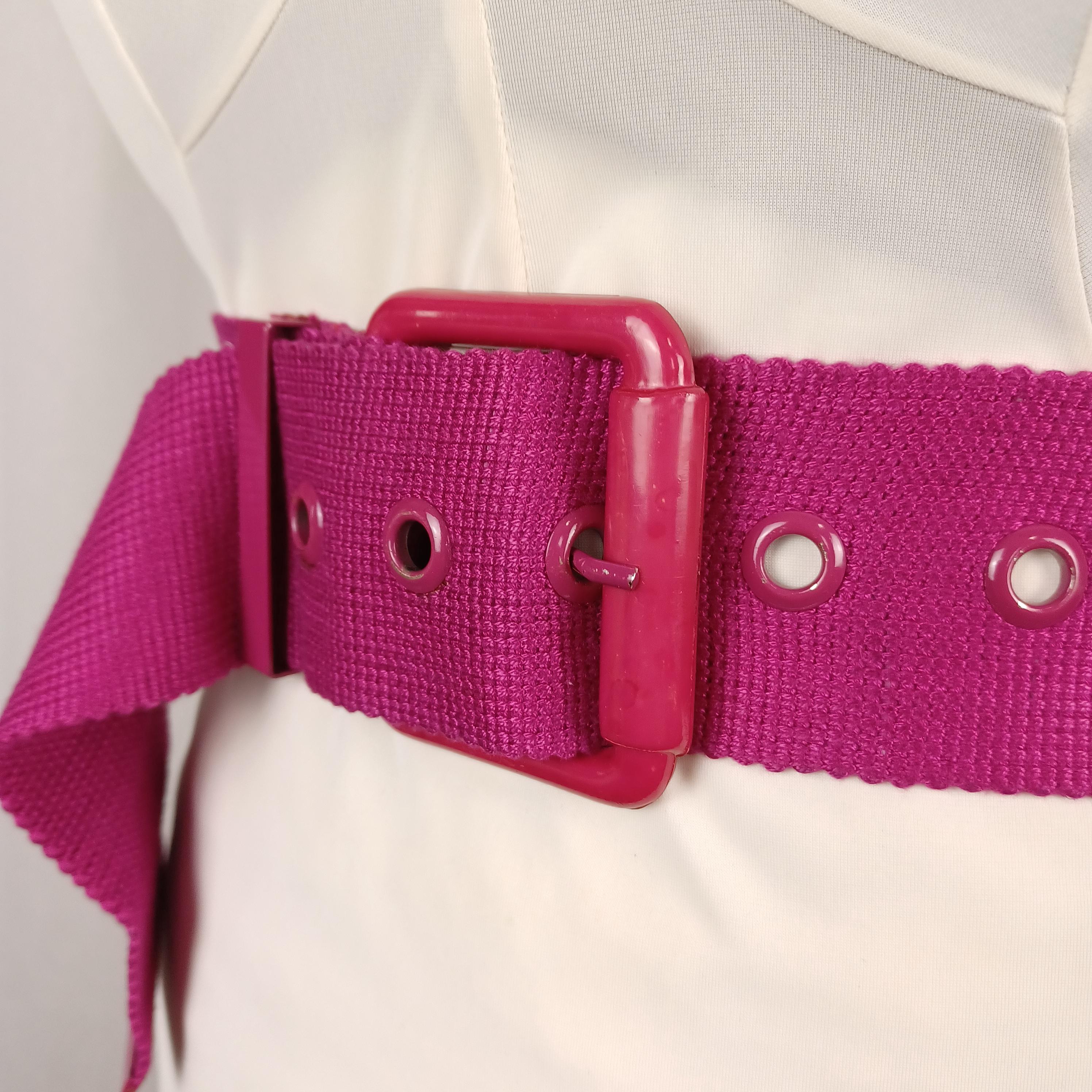 Vibrant Magenta Women\'s leather belt with Textured Design vintage Vintage 80s Magenta 2.5 main image 2