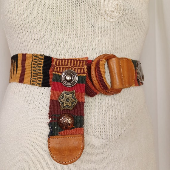 Vintage 90s African-Inspired Woven Belt, Up to 36… - image 6