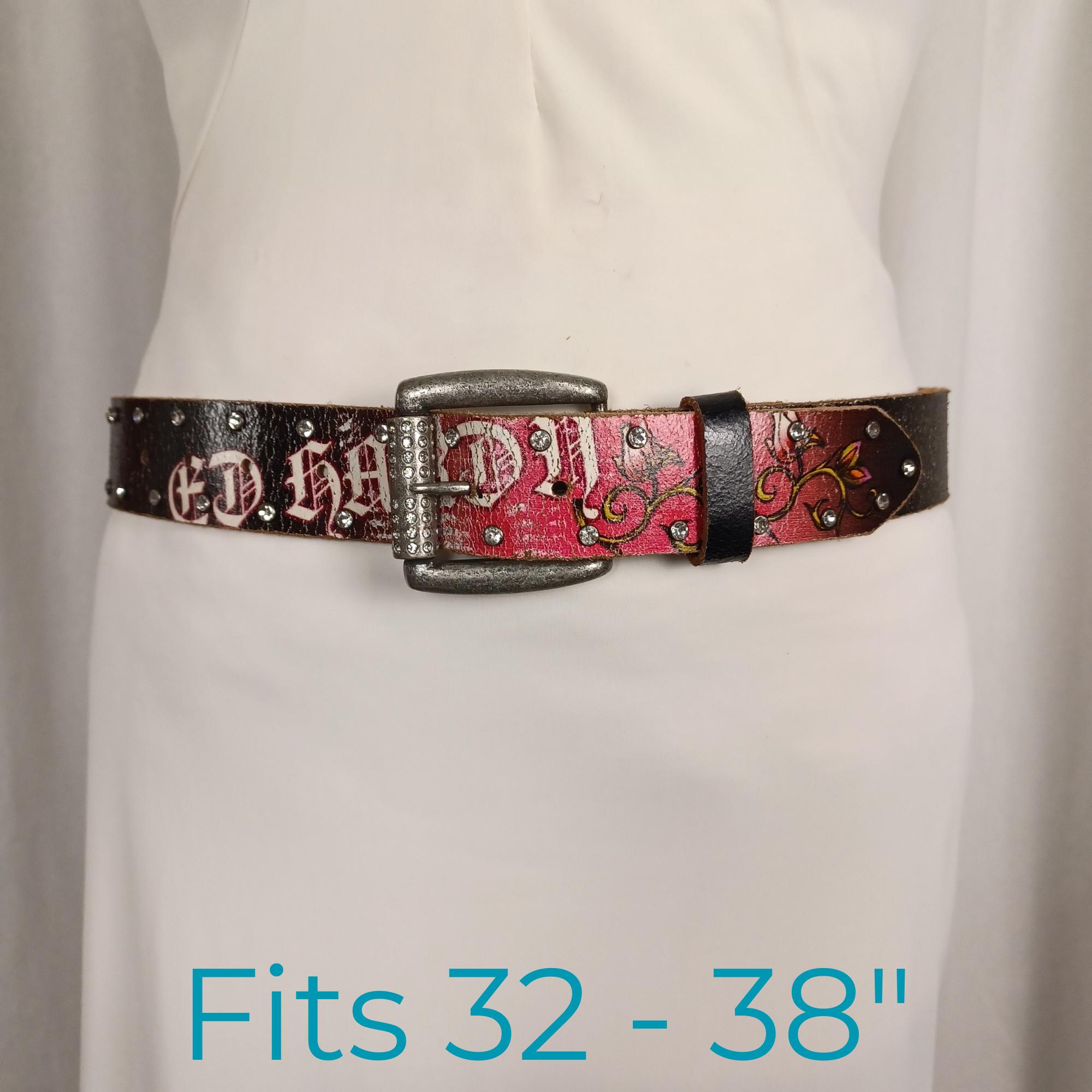 Ed Hardy Vintage Pink Rhinestone Belt Buckle Logo Distressed Ed Hardy Pink ed hardy rhinestone belt buckle | Grailed main image 2
